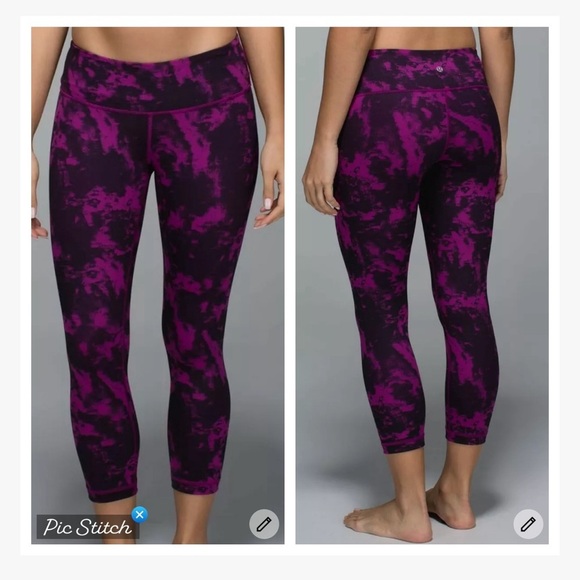 lululemon athletica Pants - Lululemon Wunder Under Crop II Breezie Regal Plum/Black Leggings